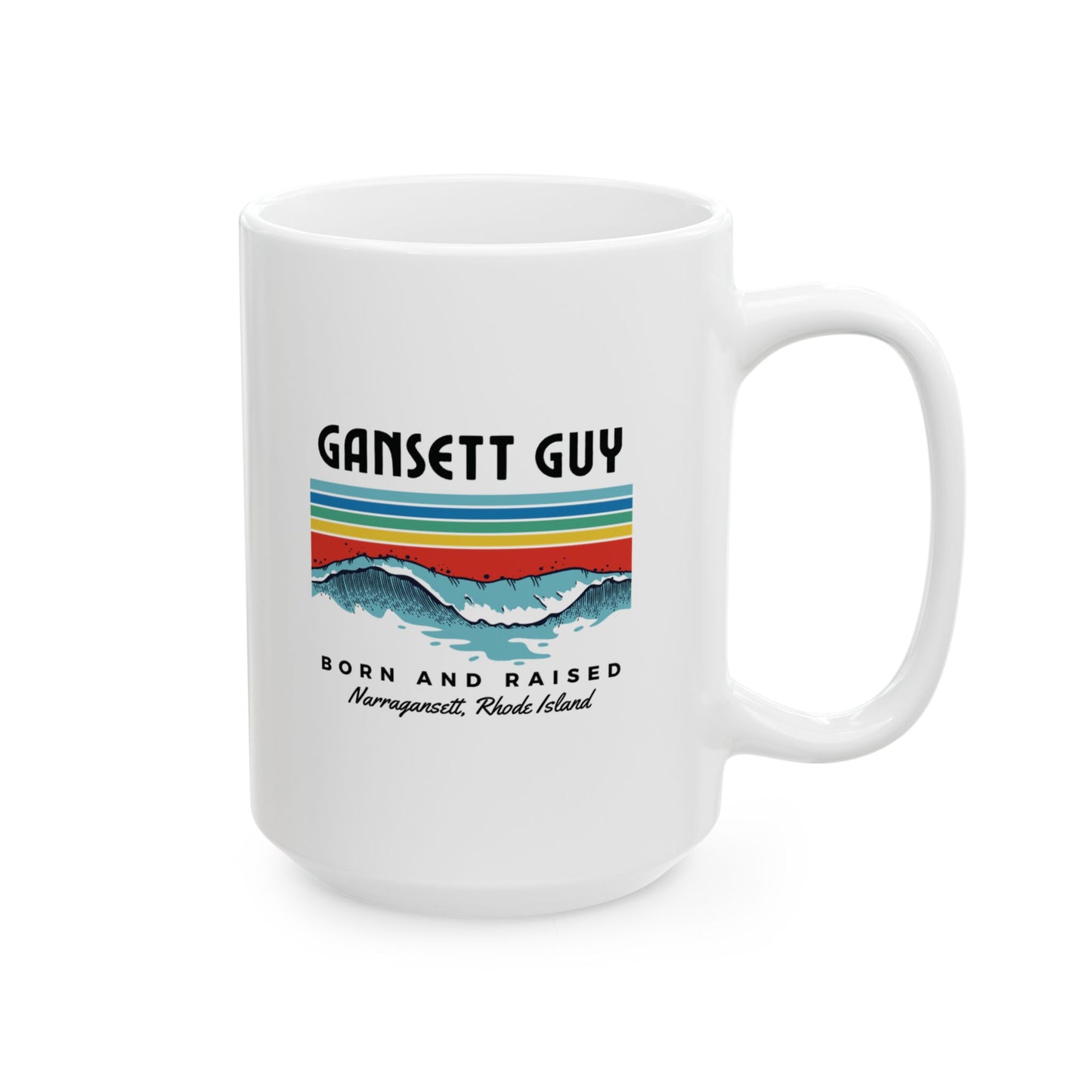 Born & Raised Gansett Guy Ceramic Mug, ( 15oz)