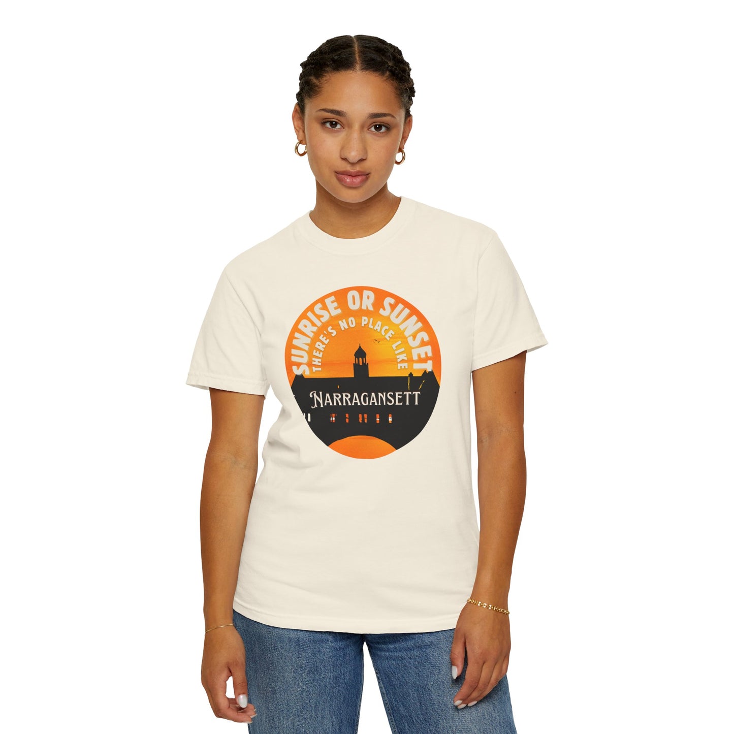 Narragansett Sunrise Sunset T-Shirt — "Sunrise or Sunset, There's No Place Like Narragansett"
