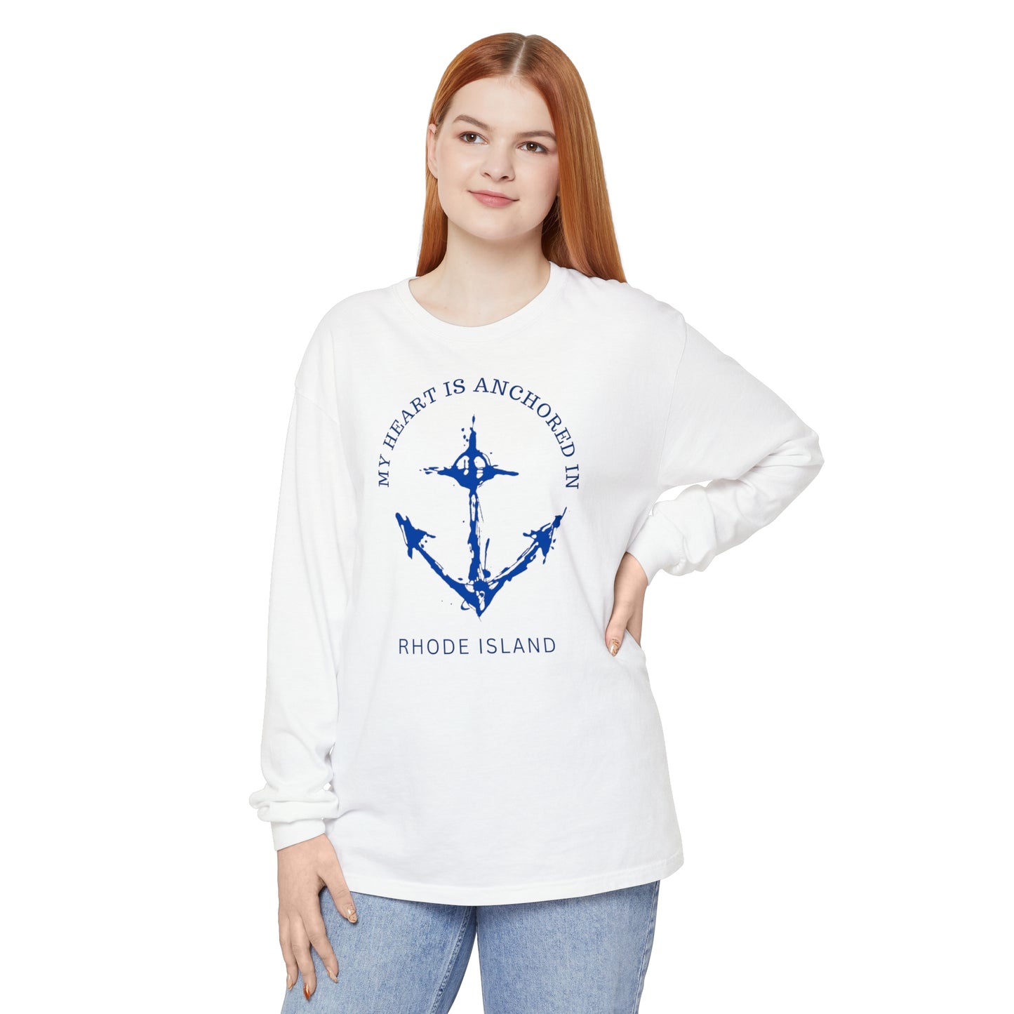 Anchored in Rhode Island Long Sleeve T-Shirt