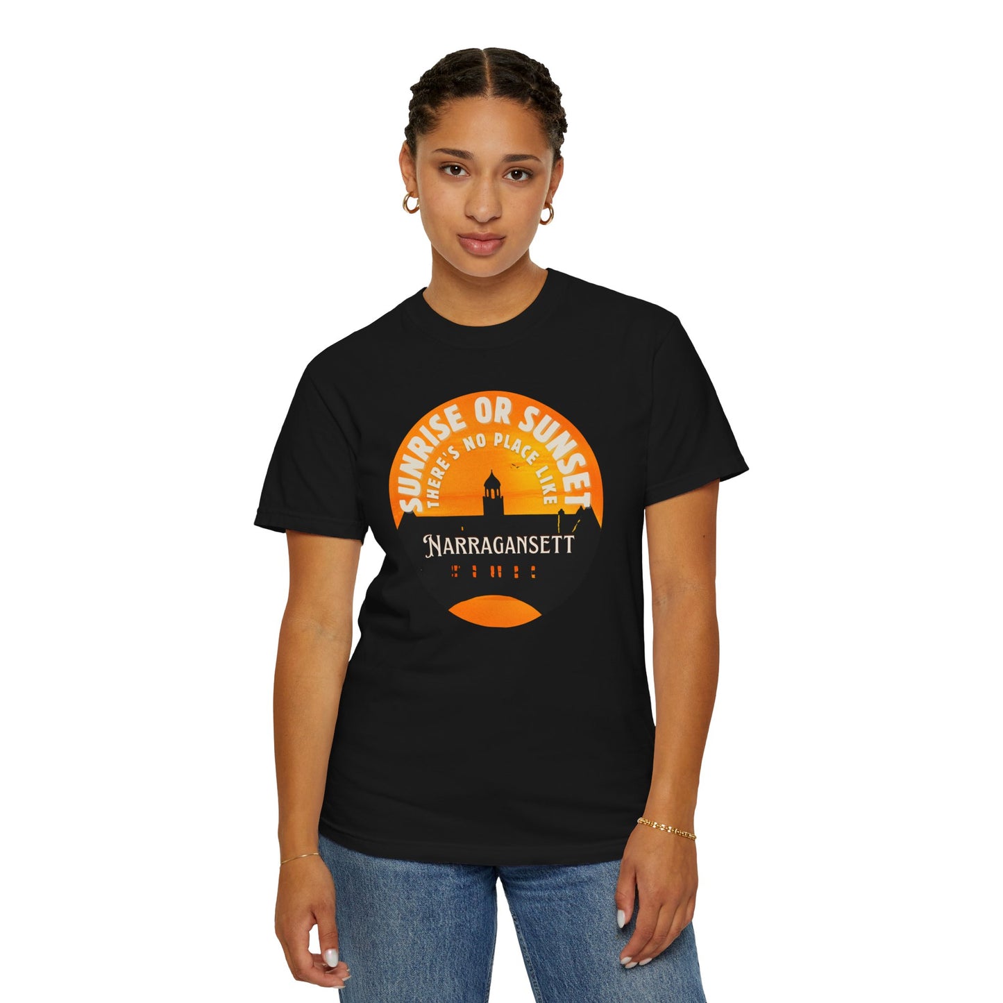 Narragansett Sunrise Sunset T-Shirt — "Sunrise or Sunset, There's No Place Like Narragansett"