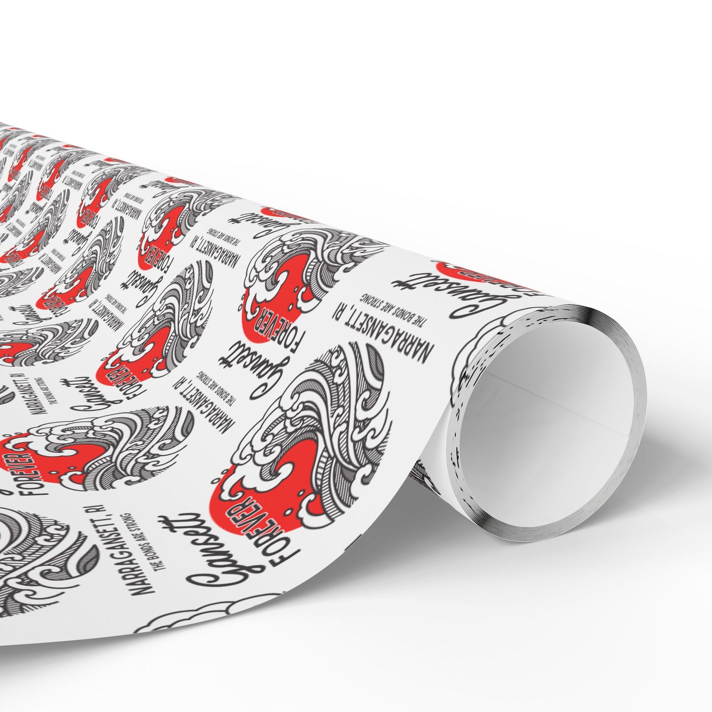 Gansett Forever Wrapping Paper Roll, Red & White