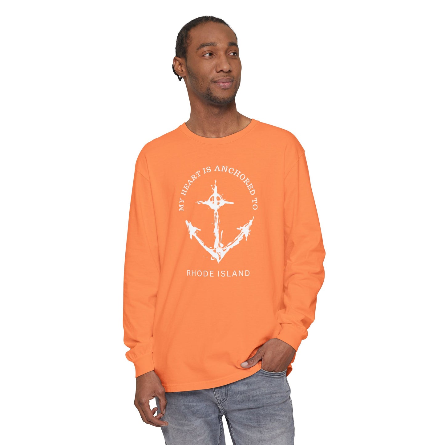 Anchored Heart Rhode Island Long Sleeve T-Shirt
