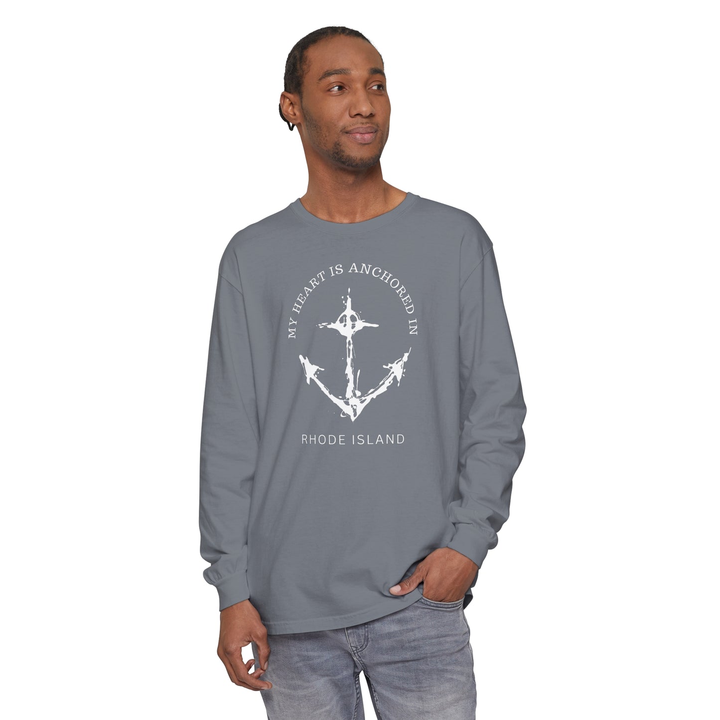 Anchored in Rhode Island Long Sleeve T-Shirt