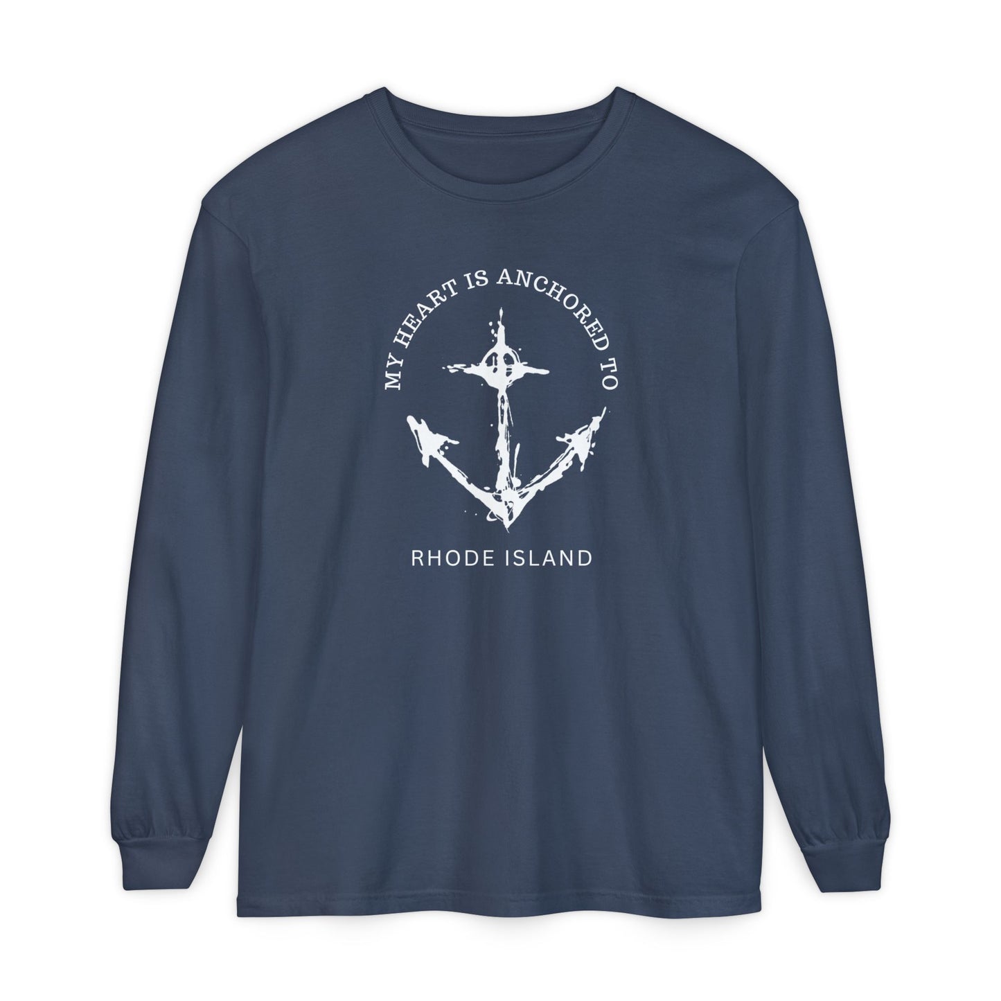 Anchored Heart Rhode Island Long Sleeve T-Shirt