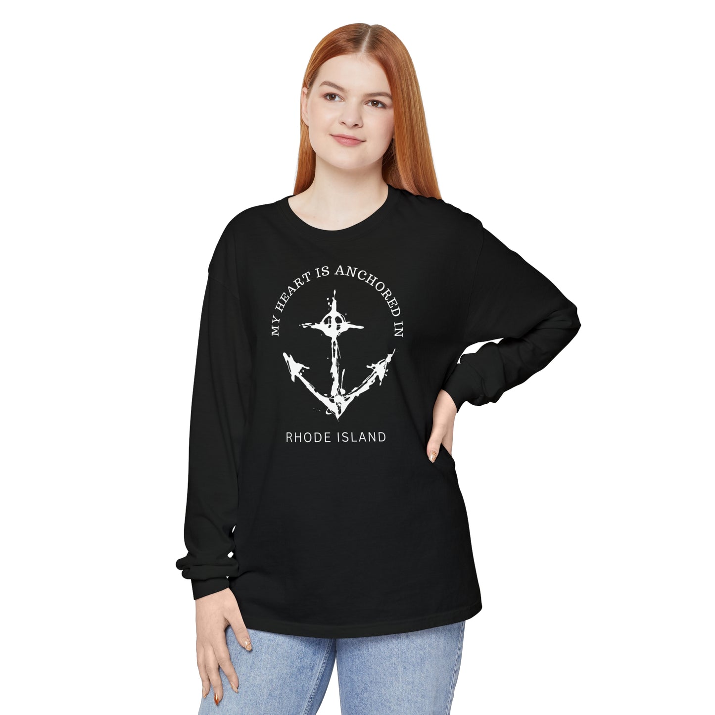 Anchored in Rhode Island Long Sleeve T-Shirt
