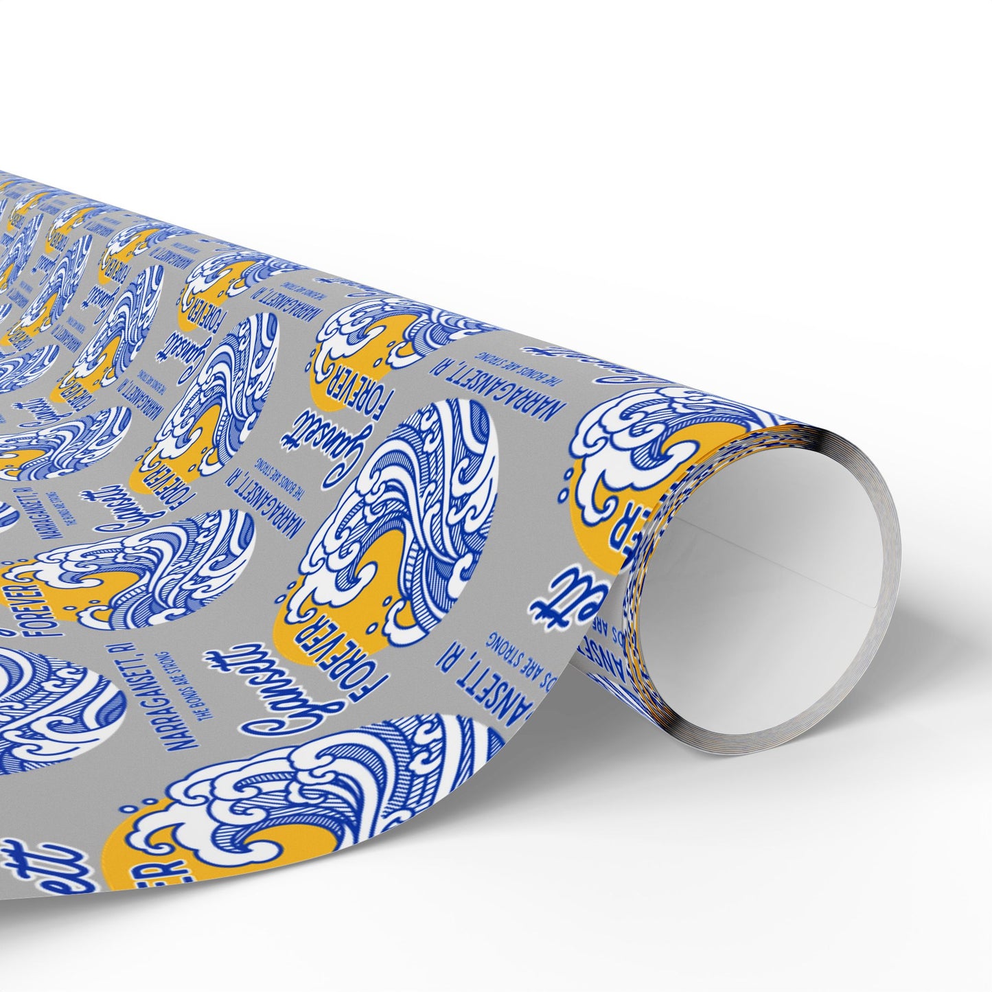 Gansett Forever Wrapping Paper Roll, Blue & Gold