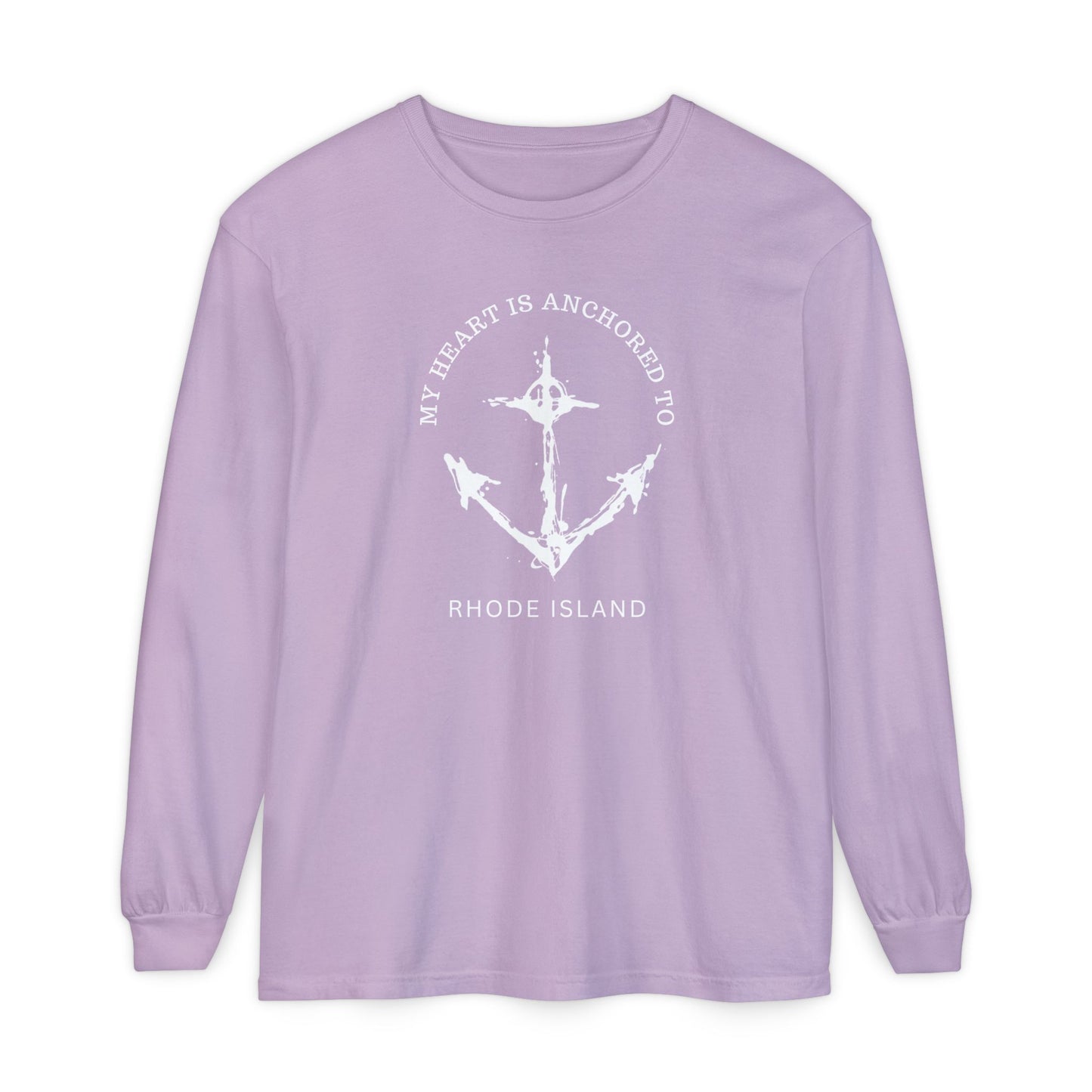 Anchored Heart Rhode Island Long Sleeve T-Shirt