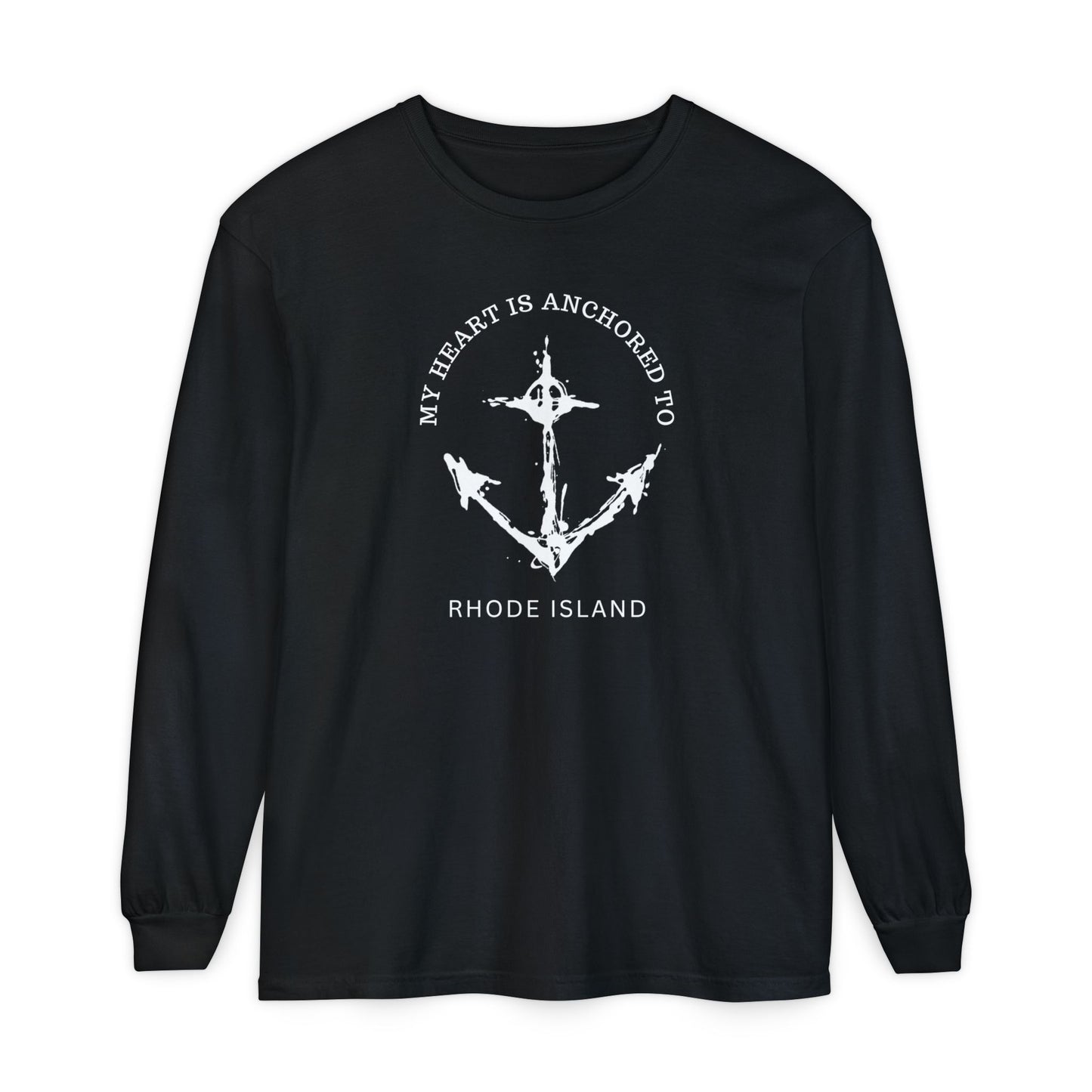 Anchored Heart Rhode Island Long Sleeve T-Shirt