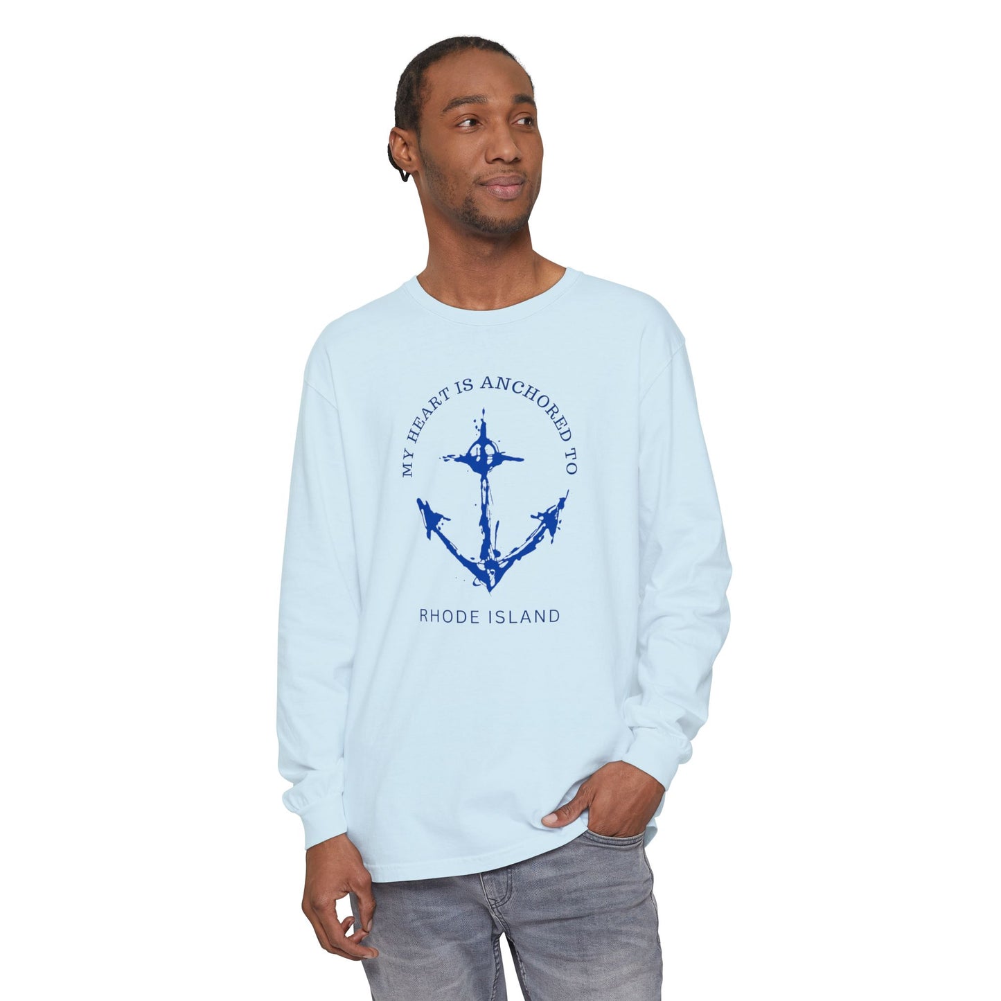 Anchored Heart Rhode Island Long Sleeve T-Shirt