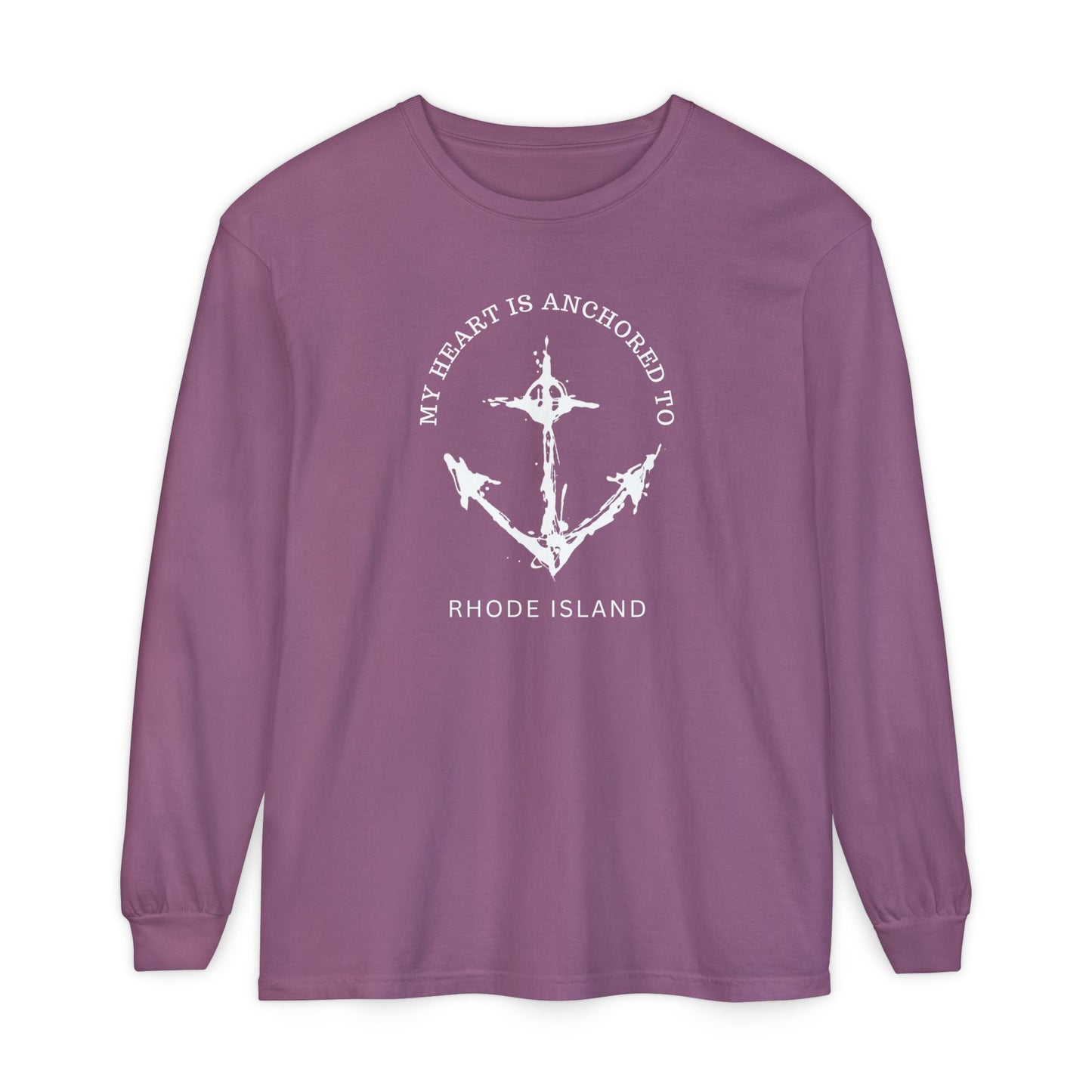 Anchored Heart Rhode Island Long Sleeve T-Shirt