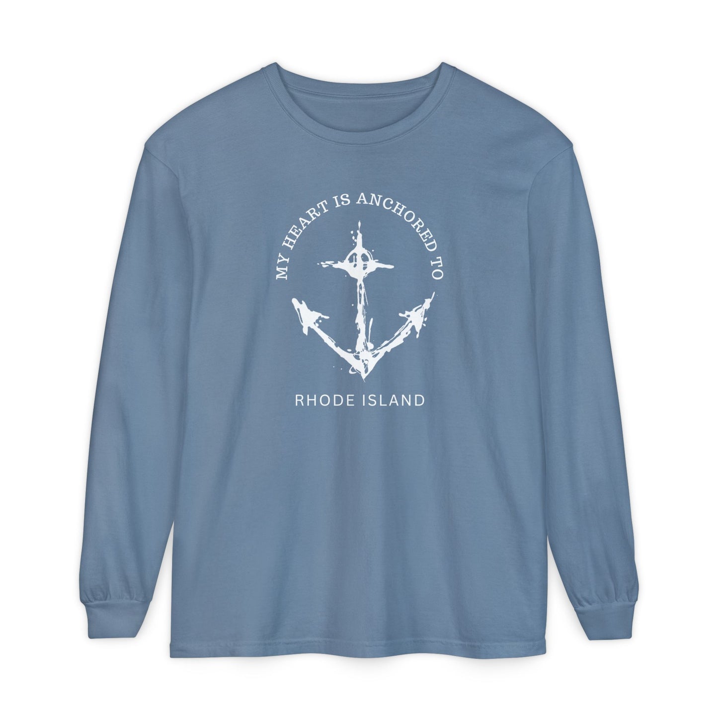 Anchored Heart Rhode Island Long Sleeve T-Shirt
