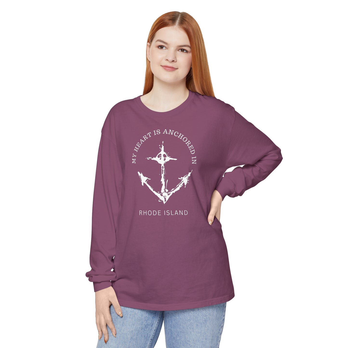 Anchored in Rhode Island Long Sleeve T-Shirt