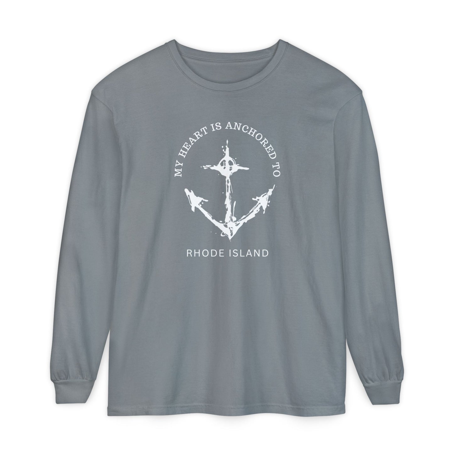 Anchored Heart Rhode Island Long Sleeve T-Shirt