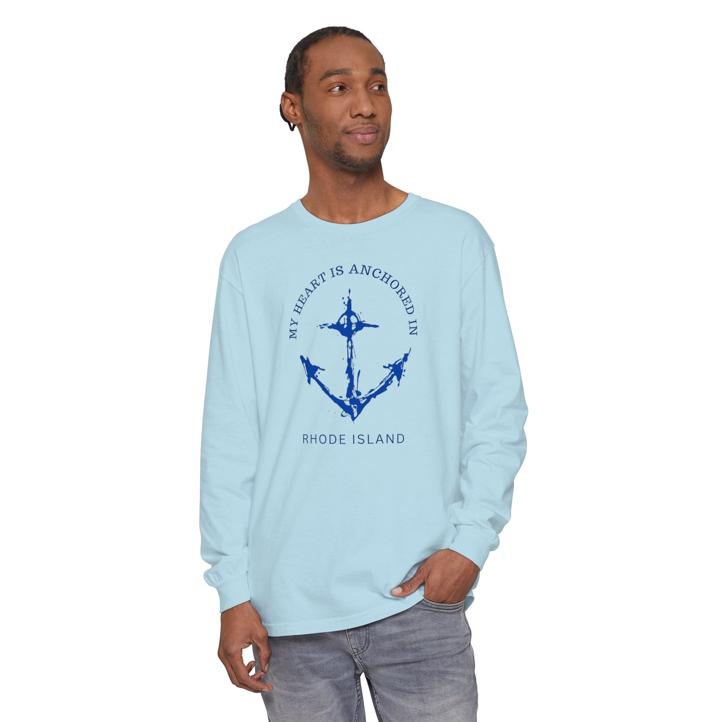 Anchored in Rhode Island Long Sleeve T-Shirt