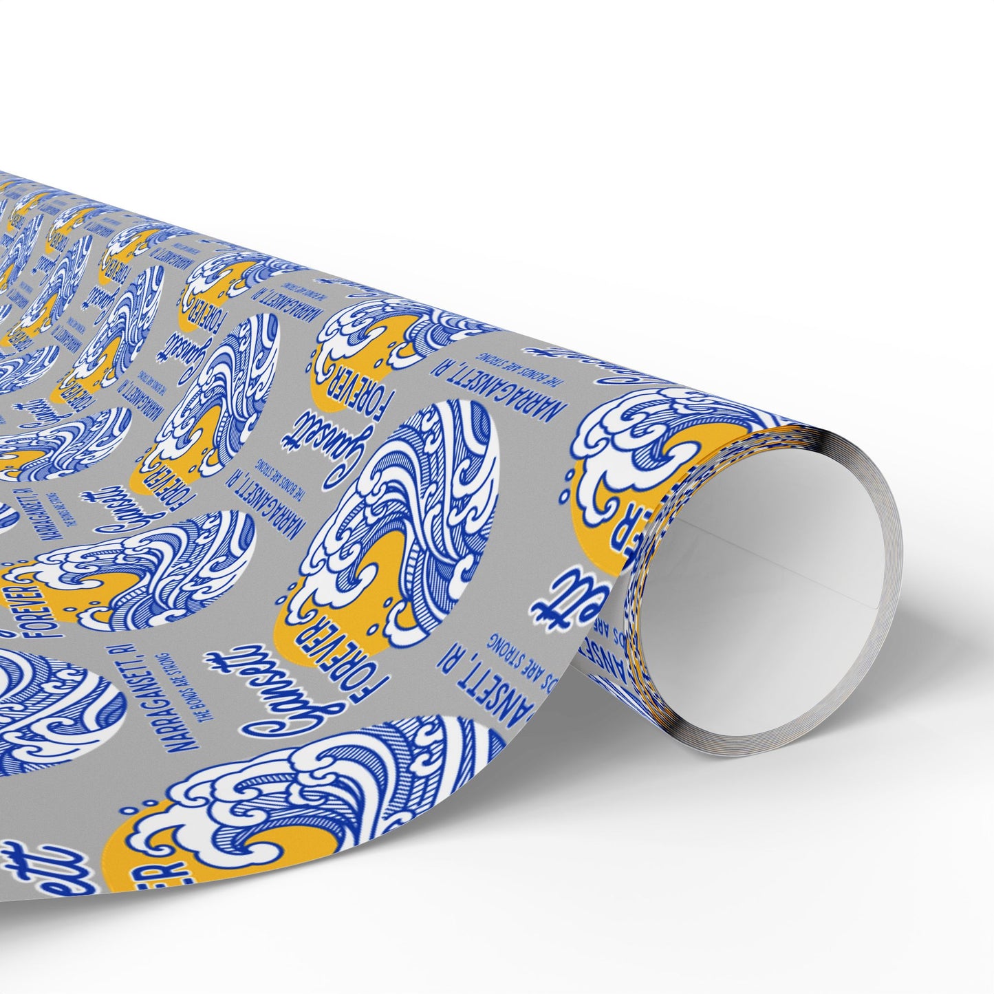 Gansett Forever Wrapping Paper Roll, Blue & Gold