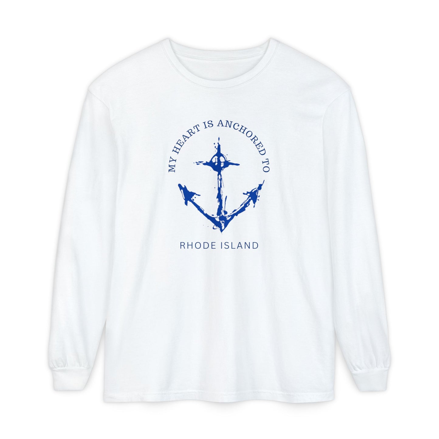 Anchored Heart Rhode Island Long Sleeve T-Shirt