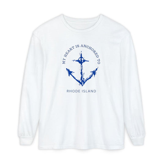 Anchored Heart Rhode Island Long Sleeve T-Shirt