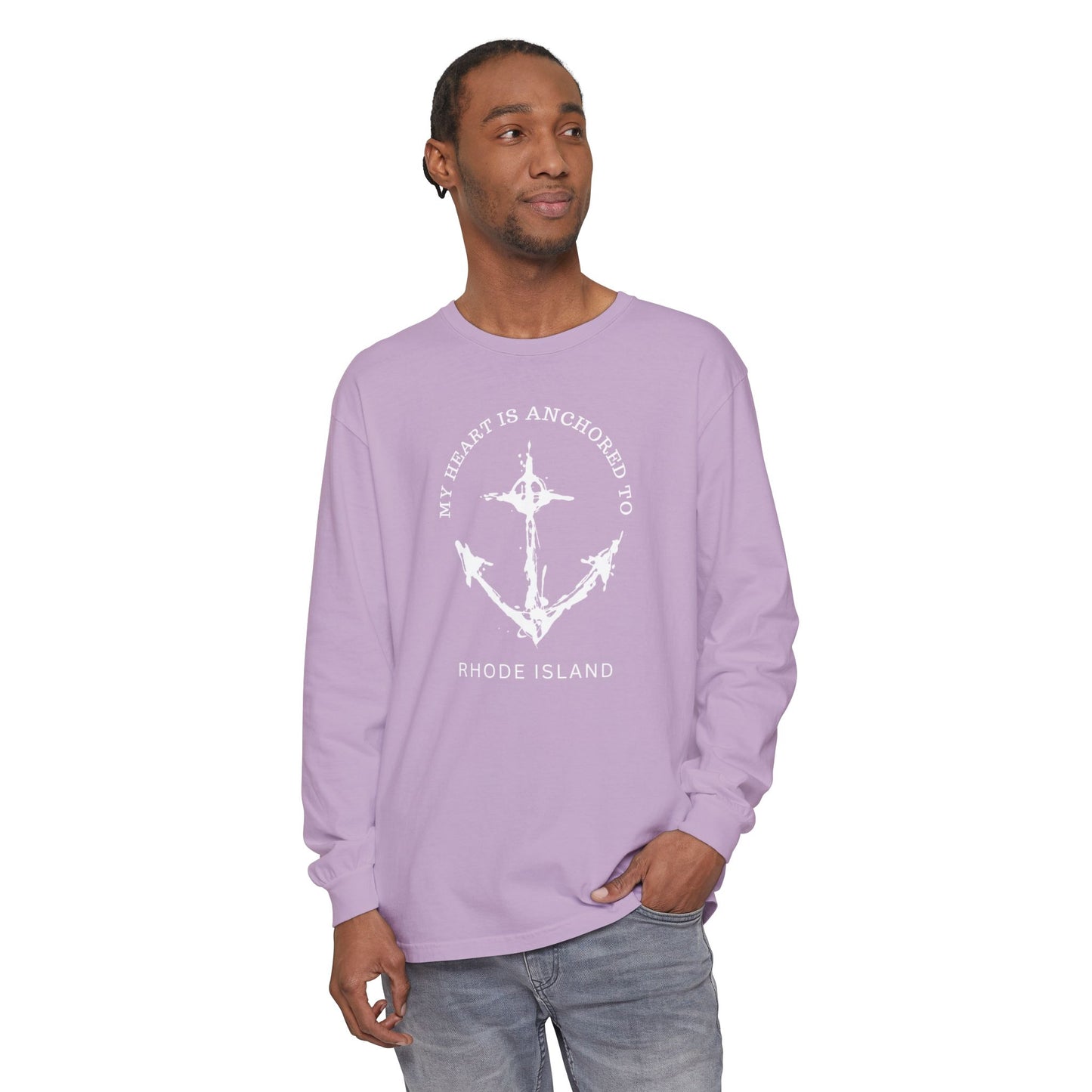 Anchored Heart Rhode Island Long Sleeve T-Shirt