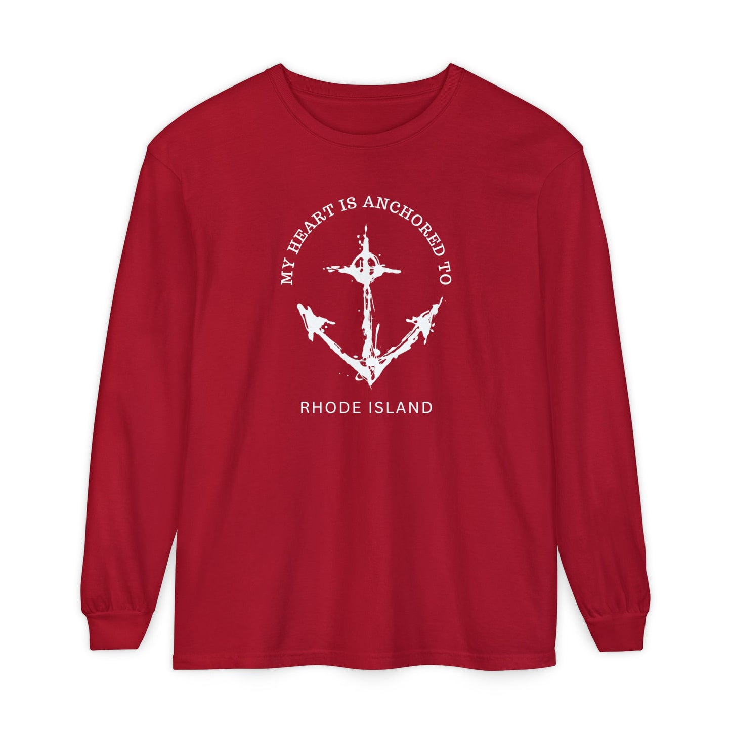 Anchored Heart Rhode Island Long Sleeve T-Shirt