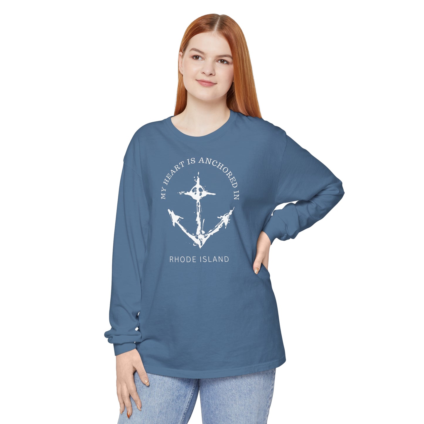 Anchored in Rhode Island Long Sleeve T-Shirt