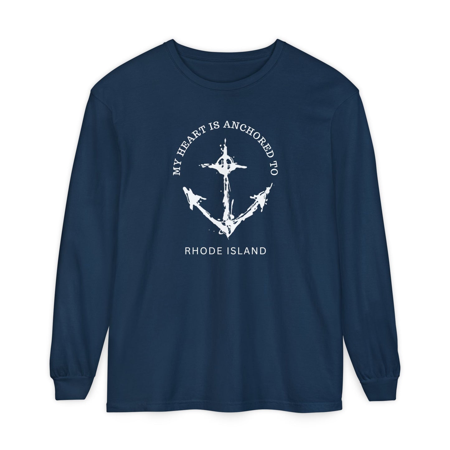 Anchored Heart Rhode Island Long Sleeve T-Shirt