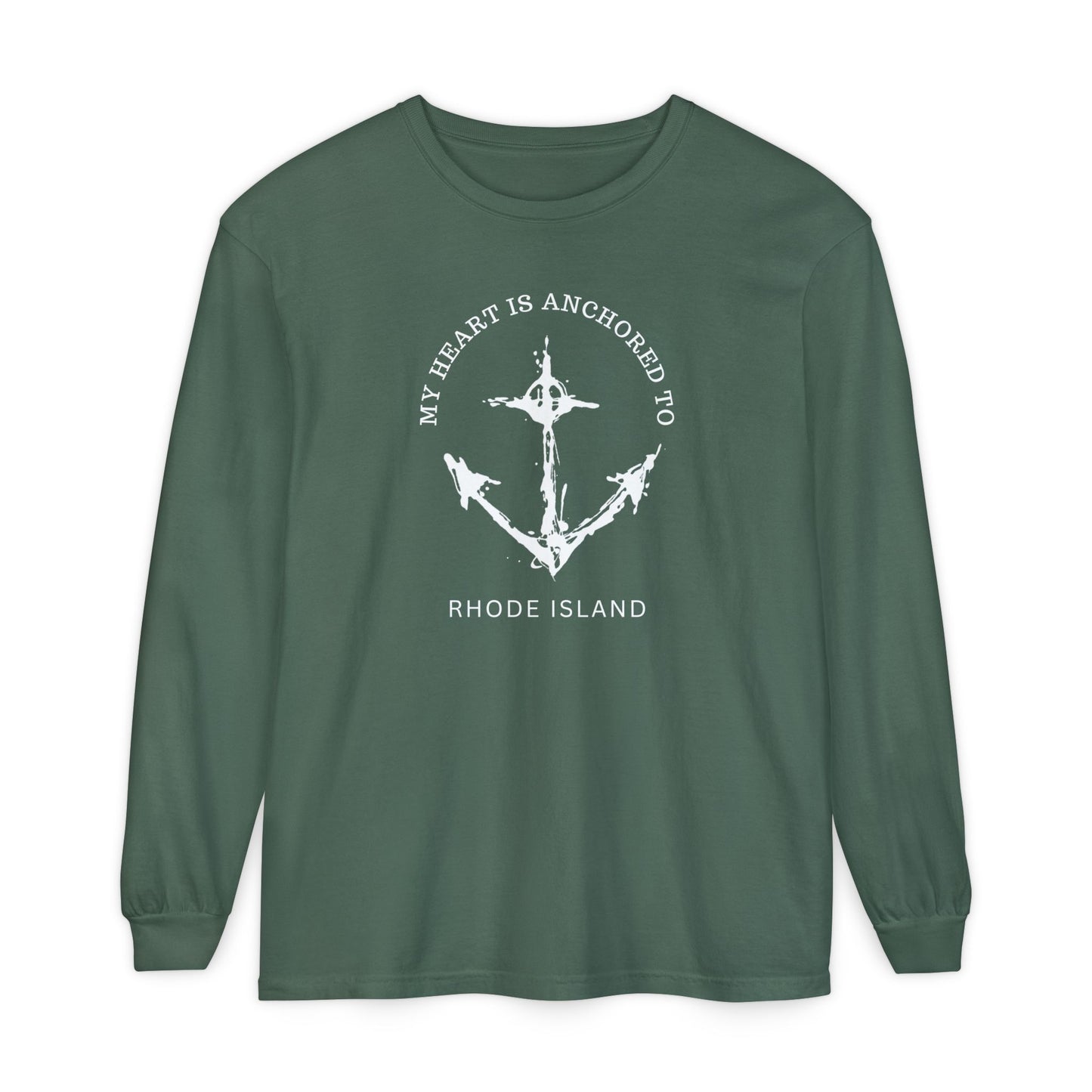Anchored Heart Rhode Island Long Sleeve T-Shirt