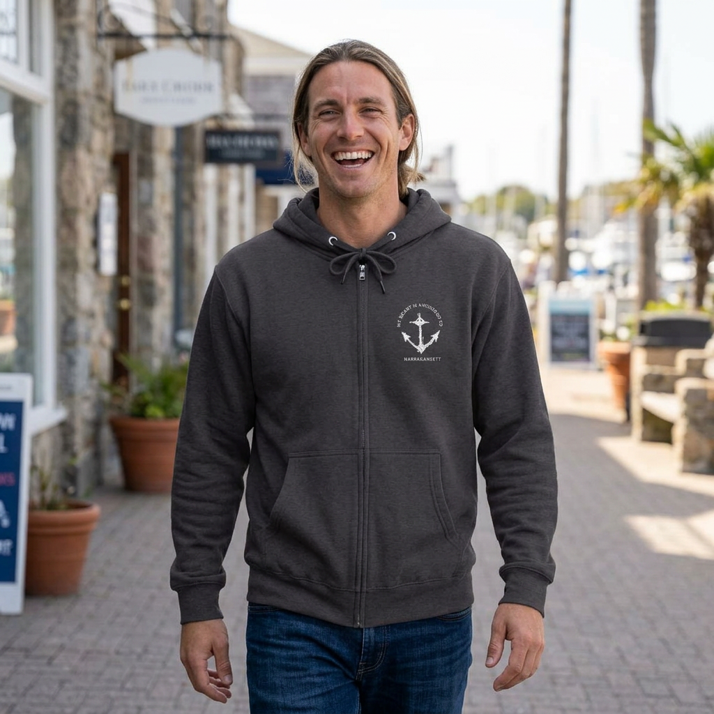 Anchored Heart Unisex Zip Hoodie