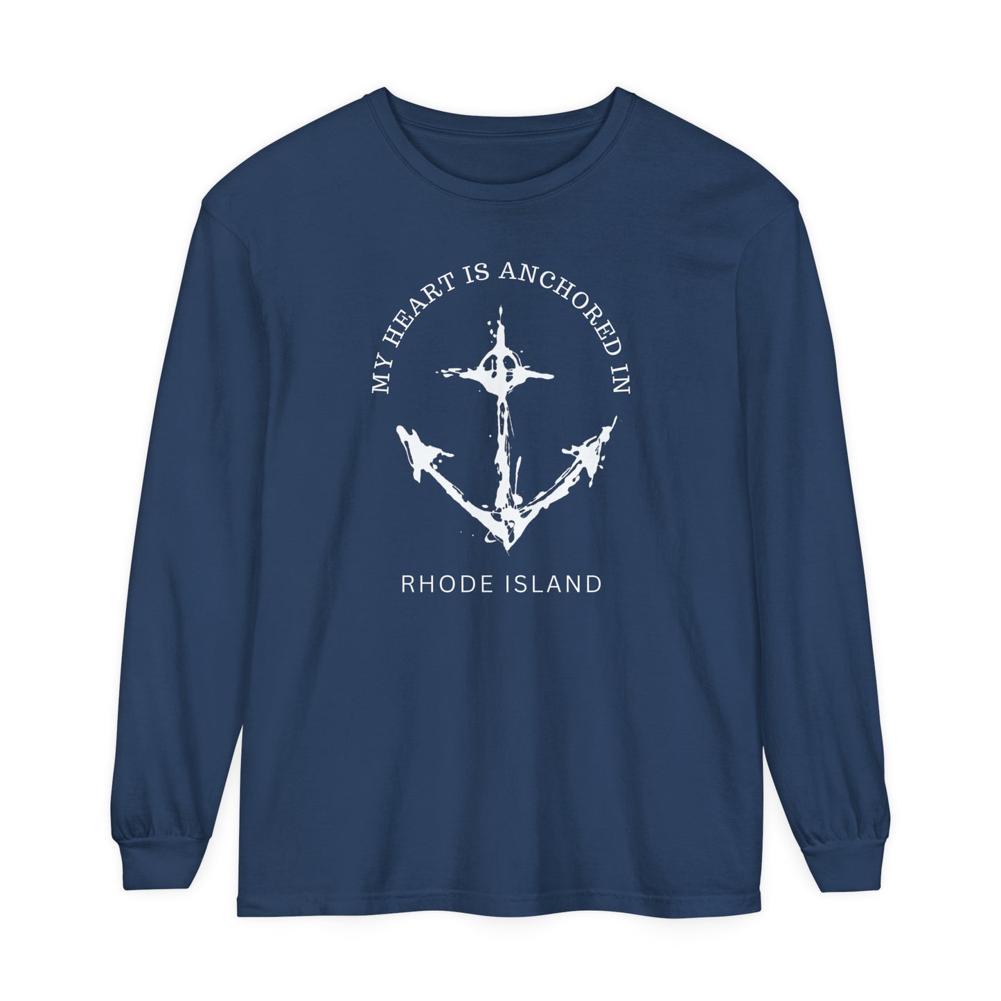 Anchored in Rhode Island Long Sleeve T-Shirt