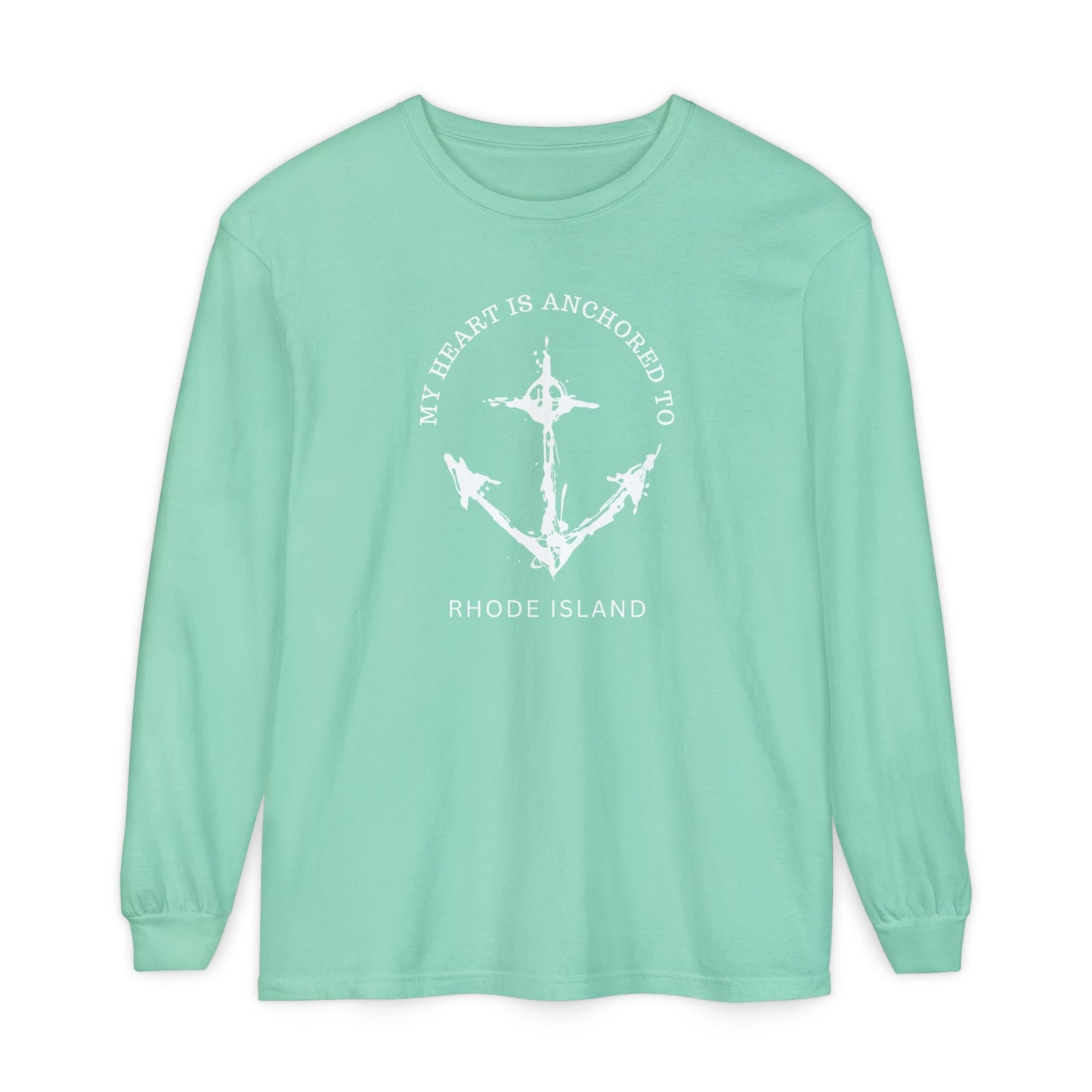 Anchored Heart Rhode Island Long Sleeve T-Shirt