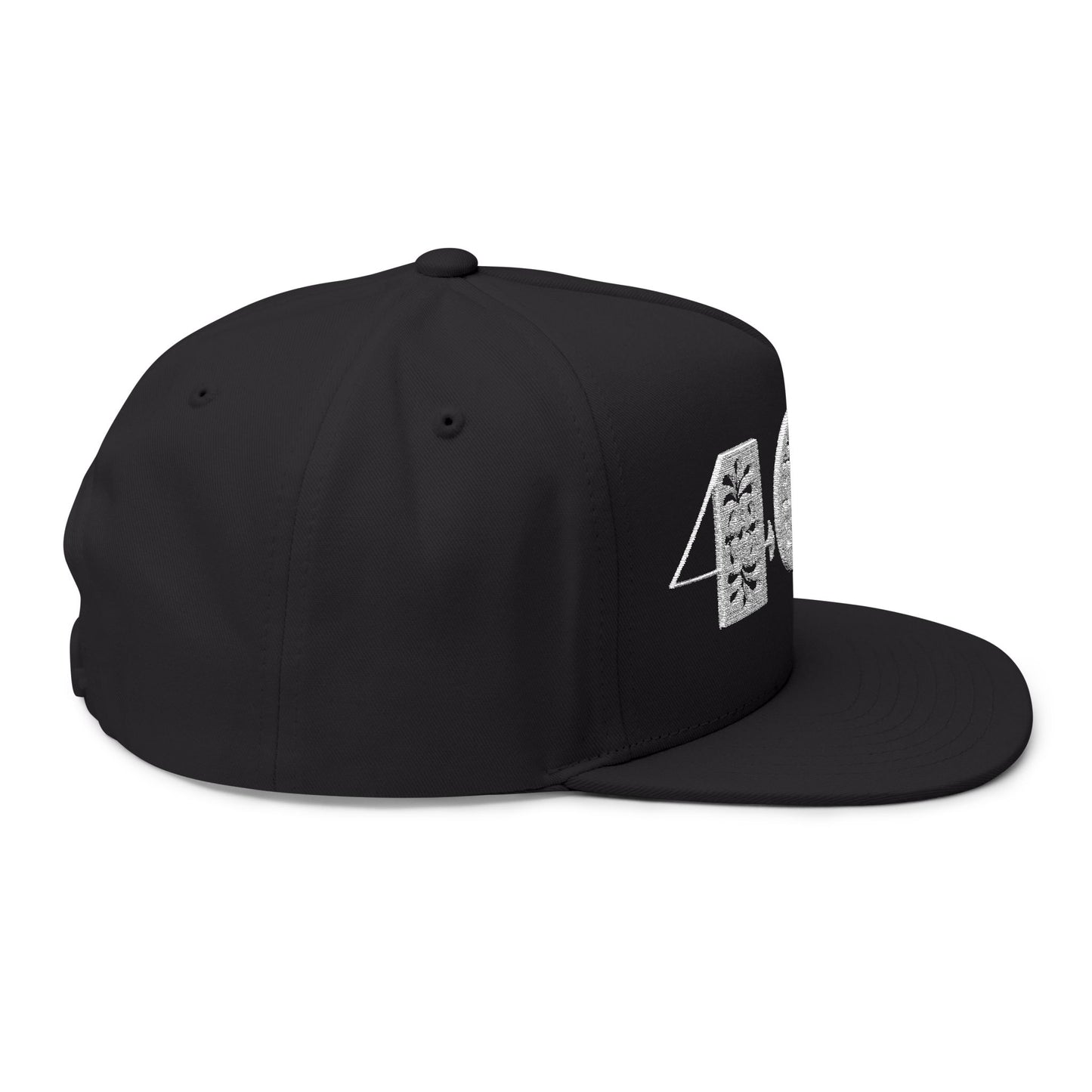 401 Embroidered Flat Bill Cap — Vintage Distressed Number Snapback Hat