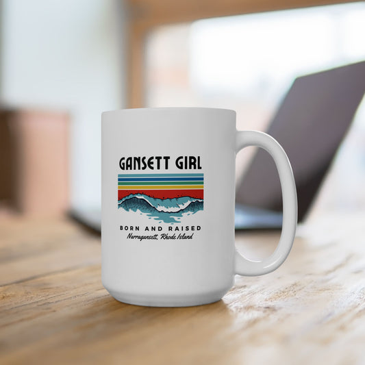 Born & Raised Gansett Girl Ceramic Mug, ( 15oz)