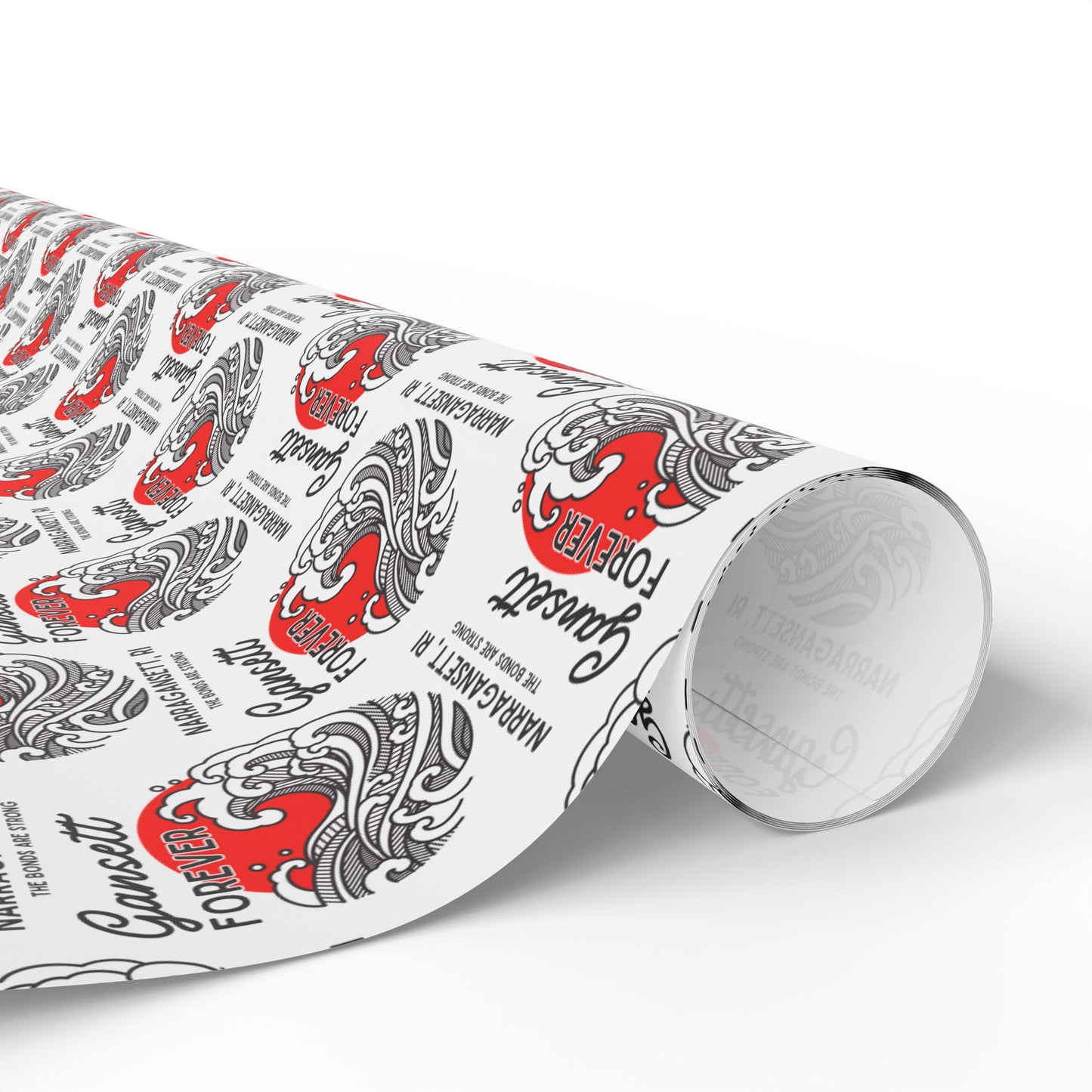 Gansett Forever Wrapping Paper Roll, Red & White