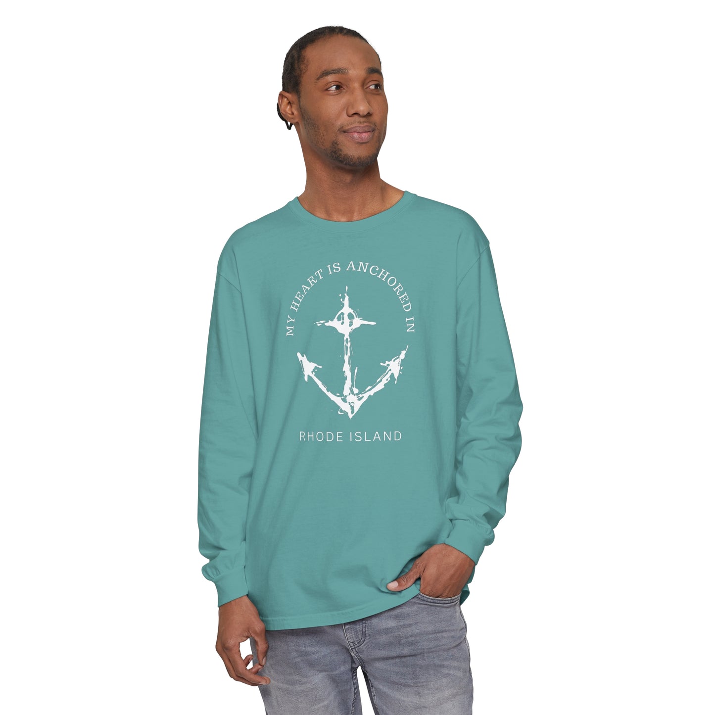 Anchored in Rhode Island Long Sleeve T-Shirt