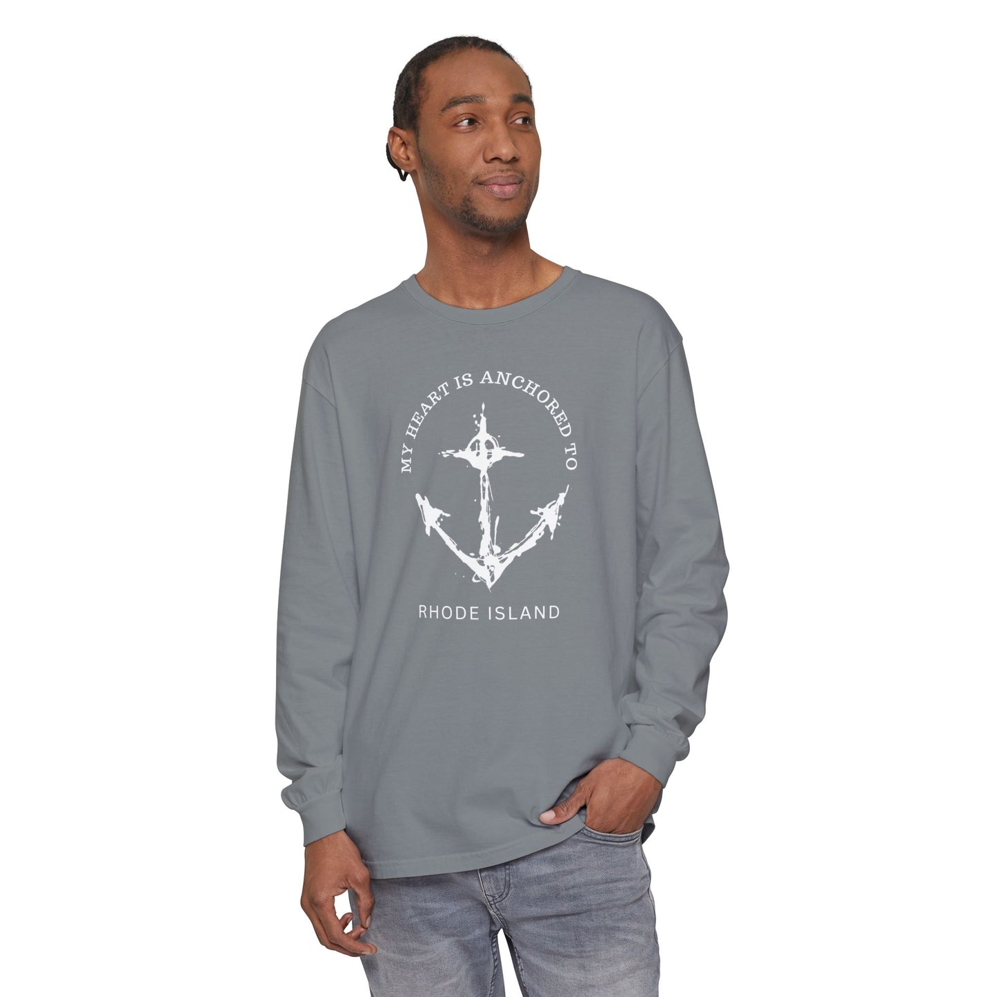 Anchored Heart Rhode Island Long Sleeve T-Shirt