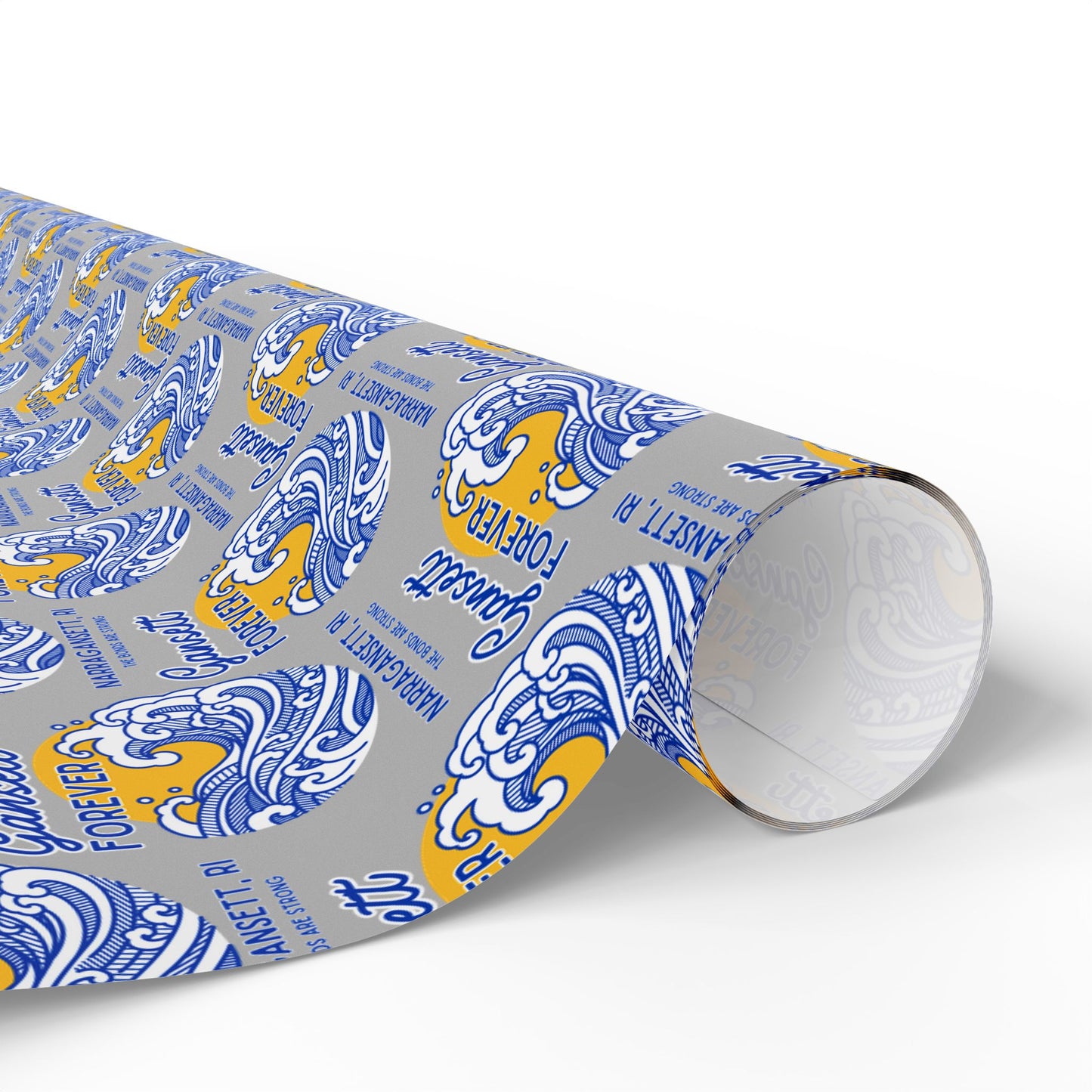 Gansett Forever Wrapping Paper Roll, Blue & Gold