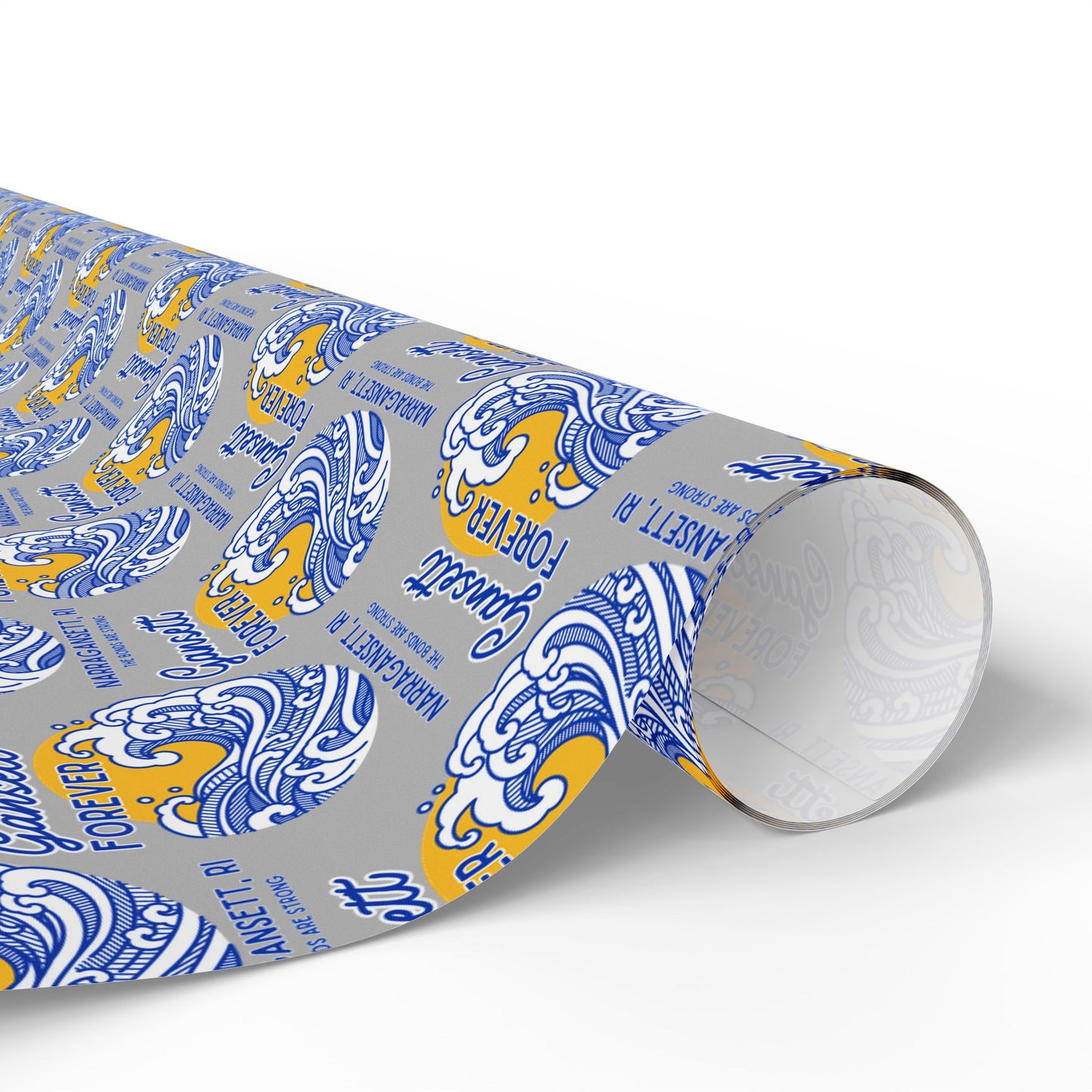 Gansett Forever Wrapping Paper Roll, Blue & Gold