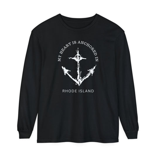 Anchored in Rhode Island Long Sleeve T-Shirt