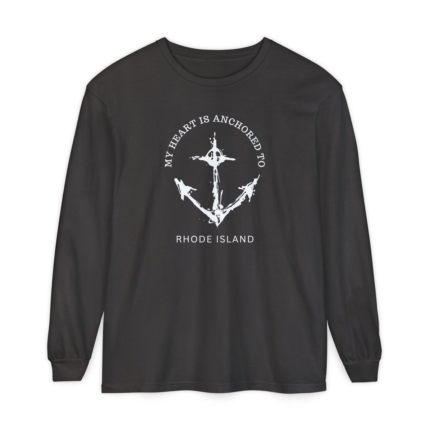 Anchored Heart Rhode Island Long Sleeve T-Shirt