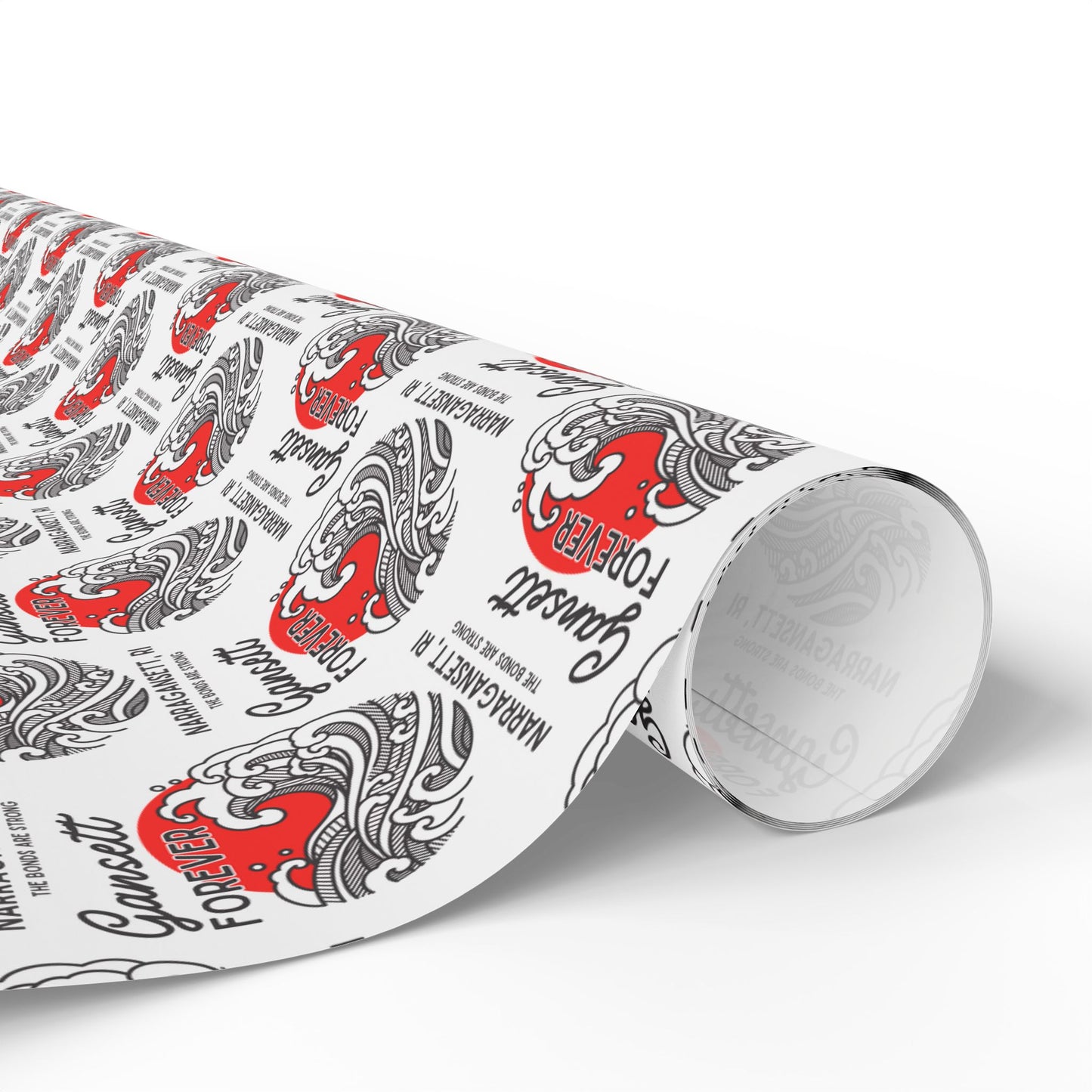 Gansett Forever Wrapping Paper Roll, Red & White