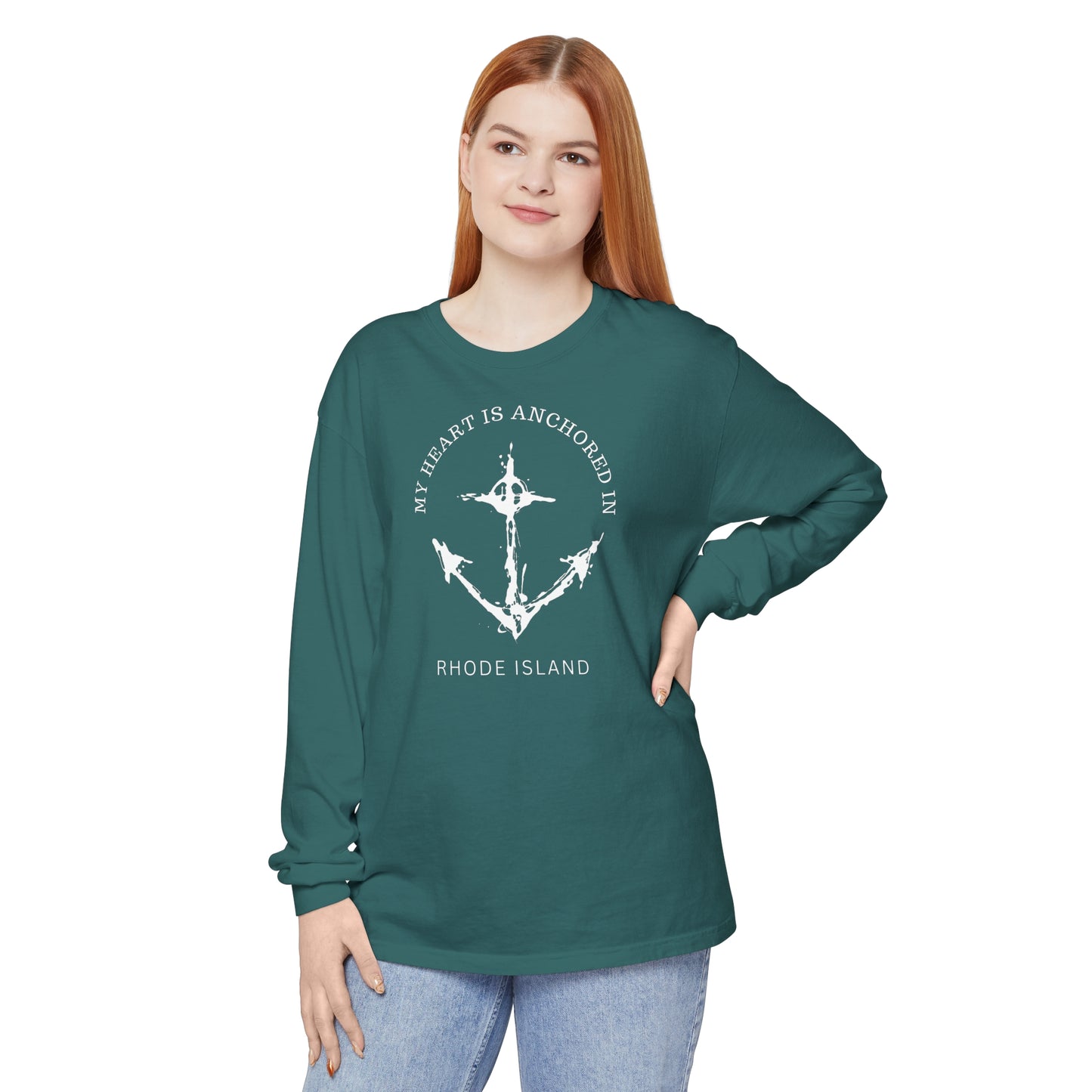 Anchored in Rhode Island Long Sleeve T-Shirt