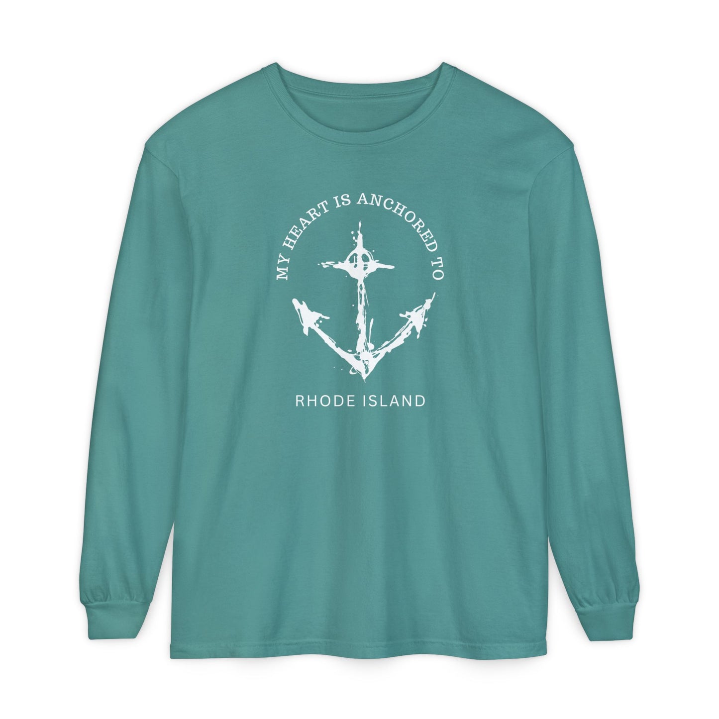 Anchored Heart Rhode Island Long Sleeve T-Shirt