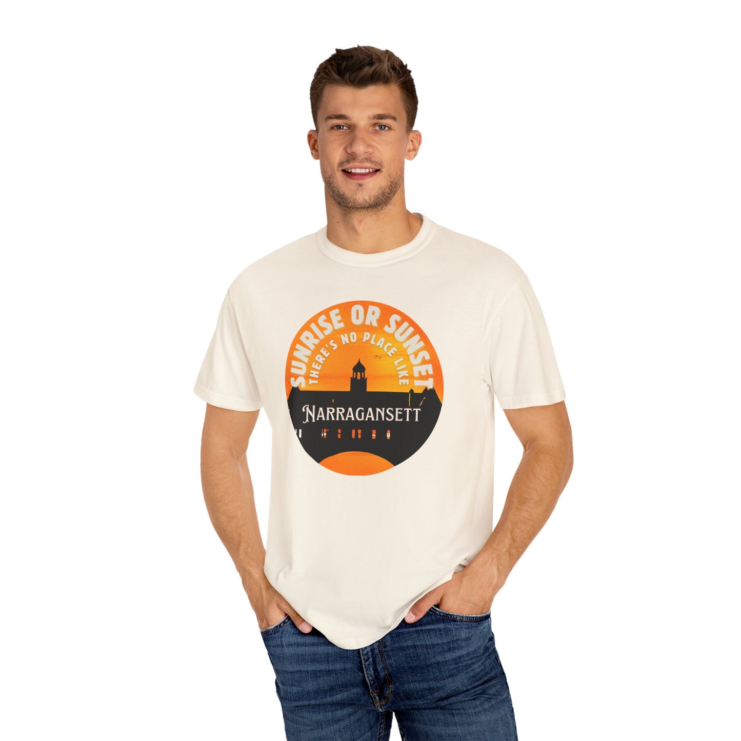 Narragansett Sunrise Sunset T-Shirt — "Sunrise or Sunset, There's No Place Like Narragansett"